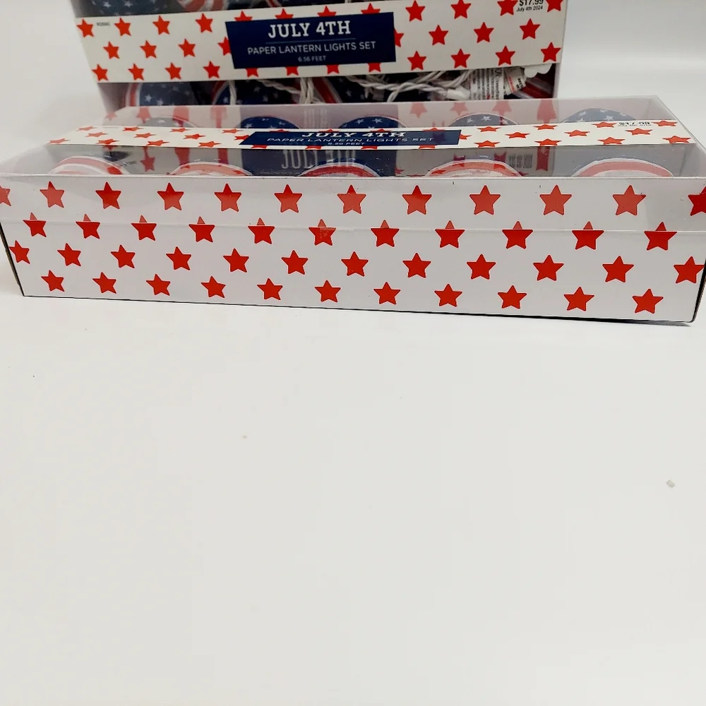 Hobby Lobby Patriotic America Flag Round Lantern Lights 2 Strings Of 6.5 Feet